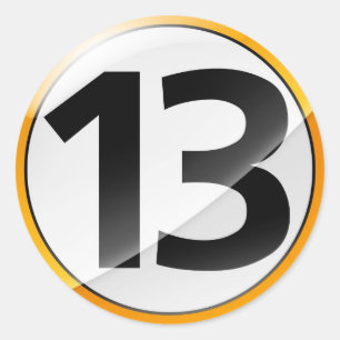 Sticker Rond Numéro 13 de l'autocollant en or