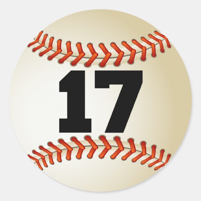 Sticker Rond Numéro 17 Baseball (Devant)