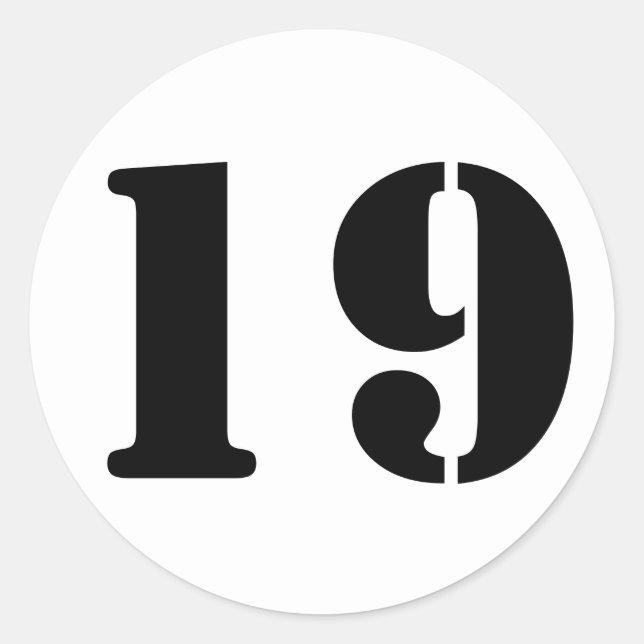 Sticker Rond Numéro 19 Dix-neuf chiffres au crayon blanc par Ja (Devant)