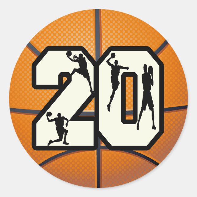 Sticker Rond Numéro 20 Basketball (Devant)
