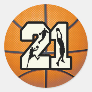 Sticker Rond Numéro 21 Basketball