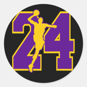 STICKER ROND NUMÉRO 24 AVEC JOUEUR DE BASKETBALL