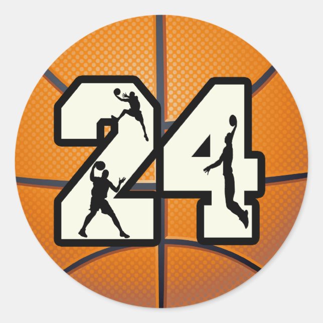 Sticker Rond Numéro 24 Basketball (Devant)