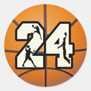 Sticker Rond Numéro 24 Basketball