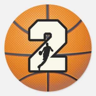 Sticker Rond Numéro 2 Basketball et joueur