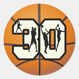 Sticker Rond Numéro 30 Basketball