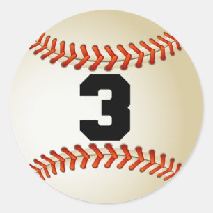 Sticker Rond Numéro 3 Baseball