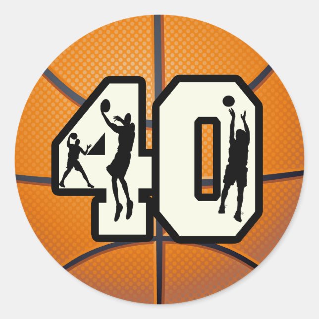 Sticker Rond Numéro 40 Basketball (Devant)