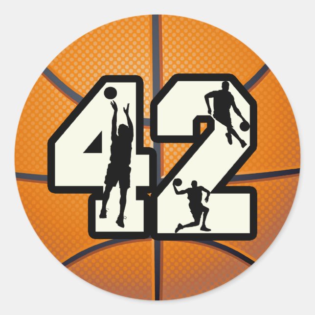 Sticker Rond Numéro 42 Basketball (Devant)