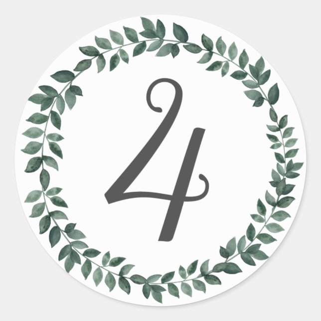 Sticker Rond Numéro 4 Quatre Monogrammes Verres botaniques mini (Devant)