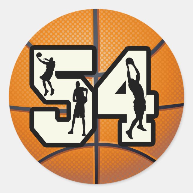 Sticker Rond Numéro 54 Basketball (Devant)