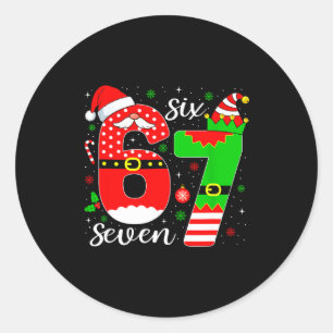 Sticker Rond Numéro 67 correspondant Six Sept 6 7 Meme 6-7 Noël