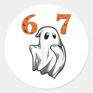 Sticker Rond Numéro 67 Correspondant Six Sept 6 7 Mème Hallowee