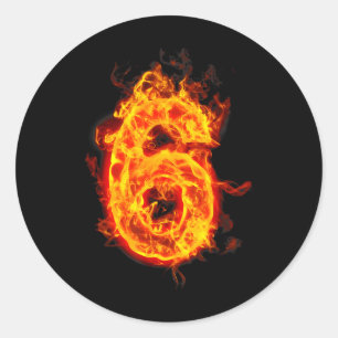 Sticker Rond Numéro 6 Fire Ice Numéro Six Sept Mème 67 Alpha S