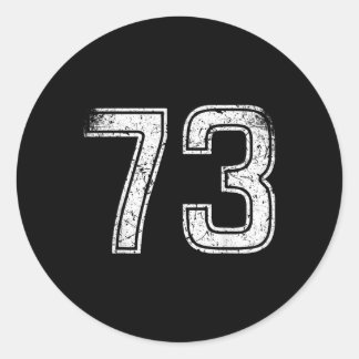 Sticker Rond Numéro #73 Sport Blanc Numéro Vintage