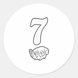 Sticker Rond Numéro 7 Drôle 67 Six Sept Mème Mains Couple Corre