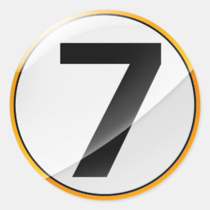 Sticker Rond Numéro 7 or