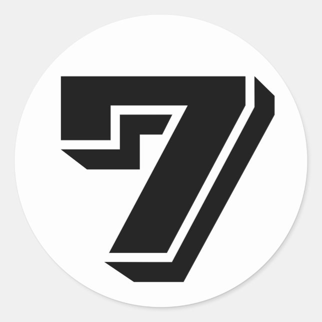 Sticker Rond Numéro 7 Sept Numéros Vineta par Janz White (Devant)