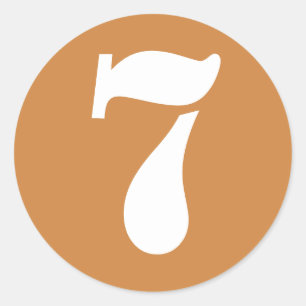 Sticker Rond Numéro 7 Sept Pérou Numéros de crayon d'or par Jan