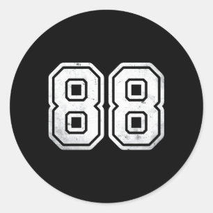 Sticker Rond Numéro 88 White Sports Jersey 88E