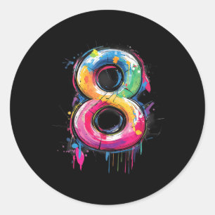 Sticker Rond Numéro 8 8e anniversaire Huit ans Garçons Filles G