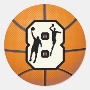 Sticker Rond Numéro 8 Basketball et joueurs