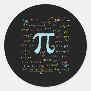 Sticker Rond Numéro Cercle Pi Formules Nerdy Mathématiciens Pi
