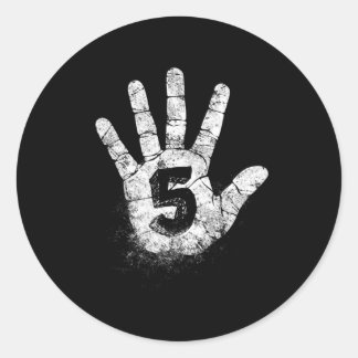 Sticker Rond Numéro Cinq Signes 5 Mains Pour Jouer Jeux Haute A