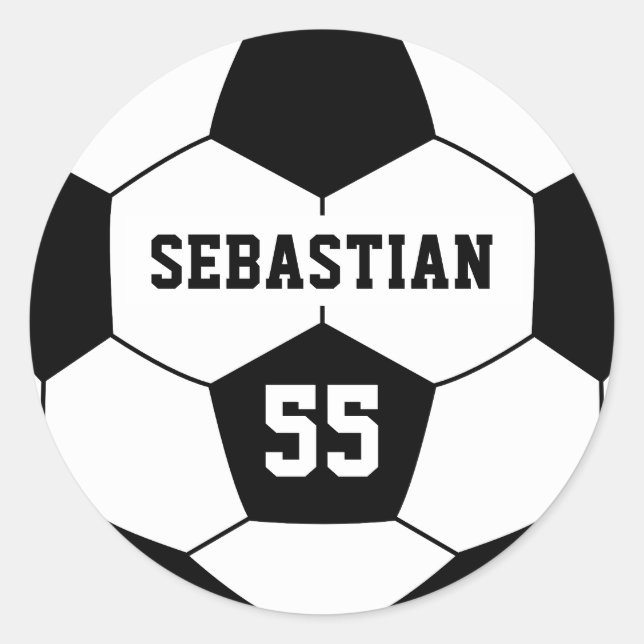 Sticker Rond Numéro de nom personnalisé Boule de football (Devant)