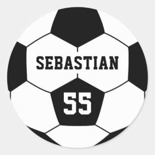 Sticker Rond Numéro de nom personnalisé Boule de football