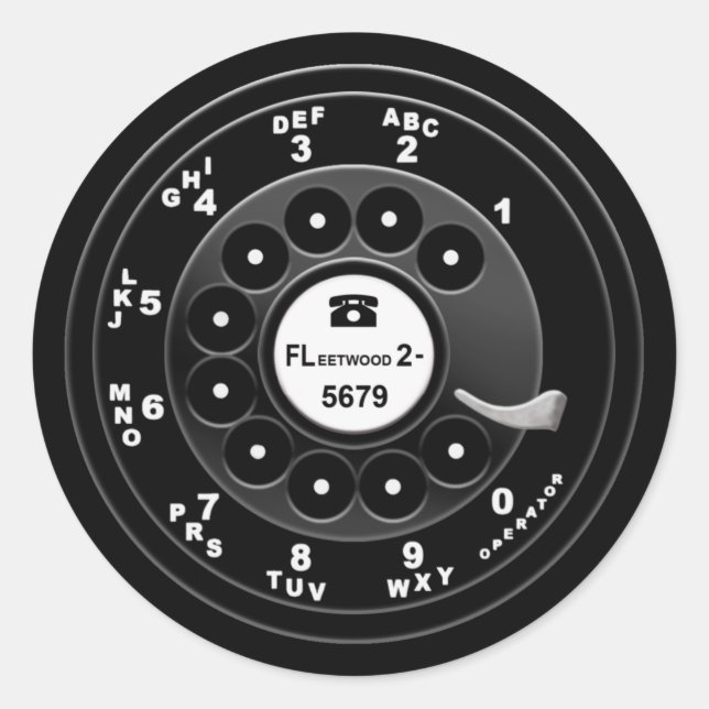 Sticker Rond Numéro de téléphone Rotary - Personnalisé 921 (Devant)