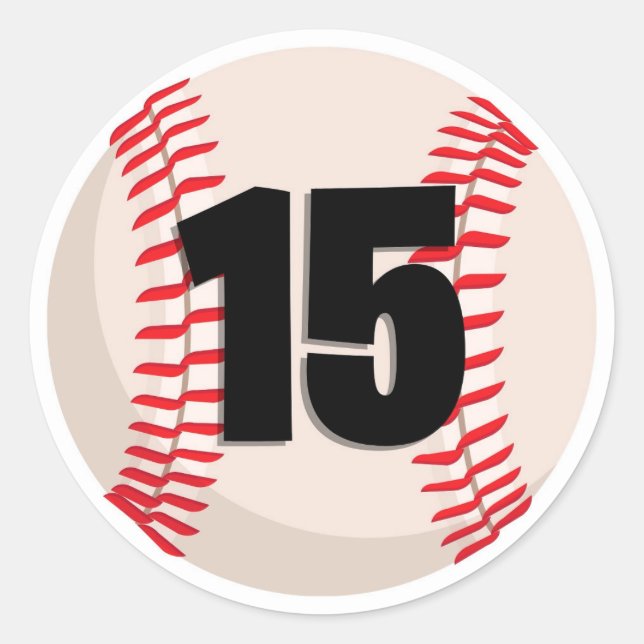 Sticker Rond Numéro favori de baseball #15 (Devant)