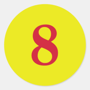 Sticker Rond Numéro Huit planification simple 8 jaune rouge