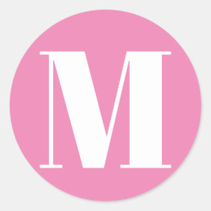 Sticker Rond Numéro initial monogramme rose