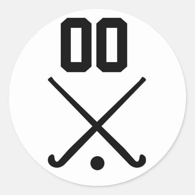 Sticker Rond Numéro personnalisé Équipe de hockey sur gazon (Devant)