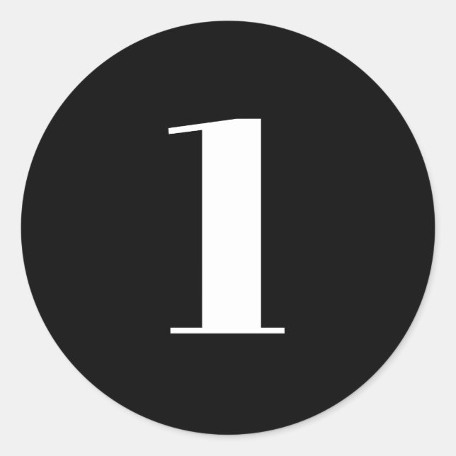 Sticker Rond Numéro personnalisé moderne, âge, noir blanc (Devant)