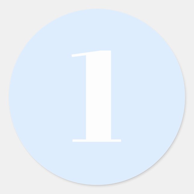 Sticker Rond Numéro personnalisé moderne, date, bleu clair (Devant)