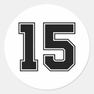 Sticker Rond Numéro Quinze 15 Police Sport