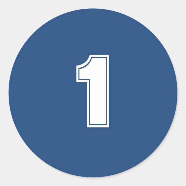 Sticker Rond Numéro Un fournit simple 1 marine blanc (Devant)