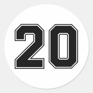 Sticker Rond Numéro Vingt-20 Police Sport