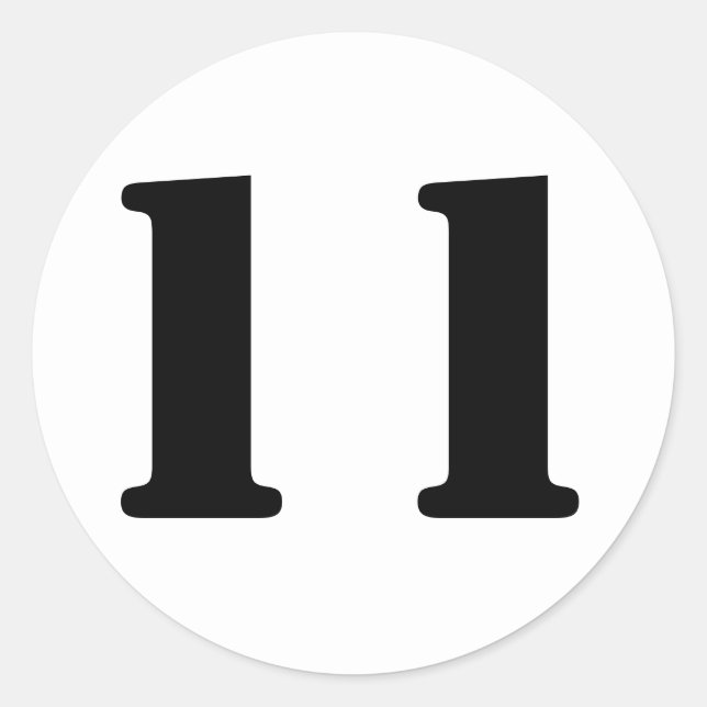 Sticker Rond Numéros de crayon par Janz Numéro 11 Onze Blanc (Devant)