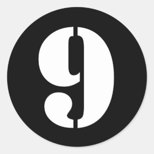 Sticker Rond Numéros de crayon par Janz Numéro 9 Neuf Noir