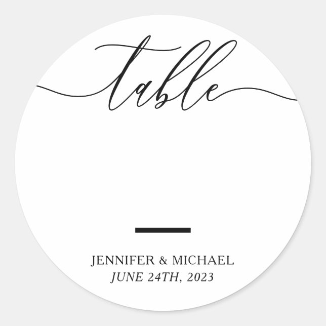 Sticker Rond Numéros de table de plan de table de mariage (Devant)