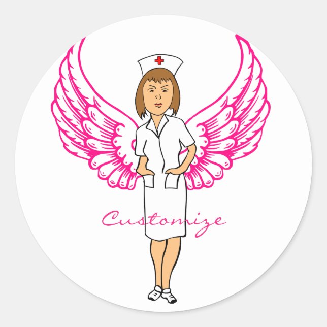 Sticker Rond Nurse Angel Wings Thunder_Cove (Devant)