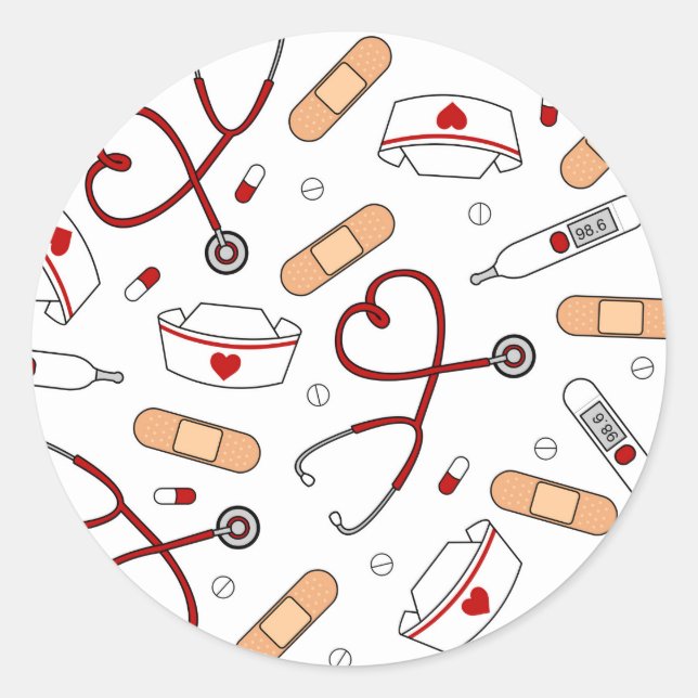 Sticker Rond Nurse Love Imprimer Arrière - plan blanc (Devant)