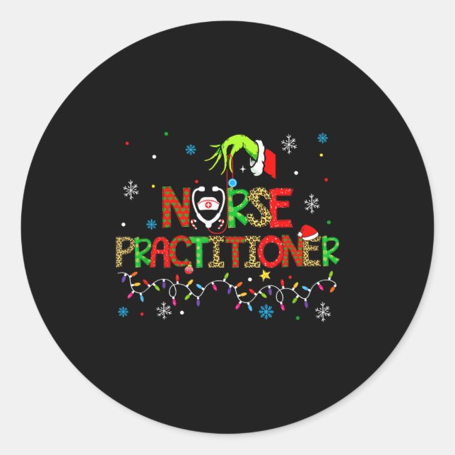 Sticker Rond Nurse Practitioner Christmas Shirt For Women  (Devant)