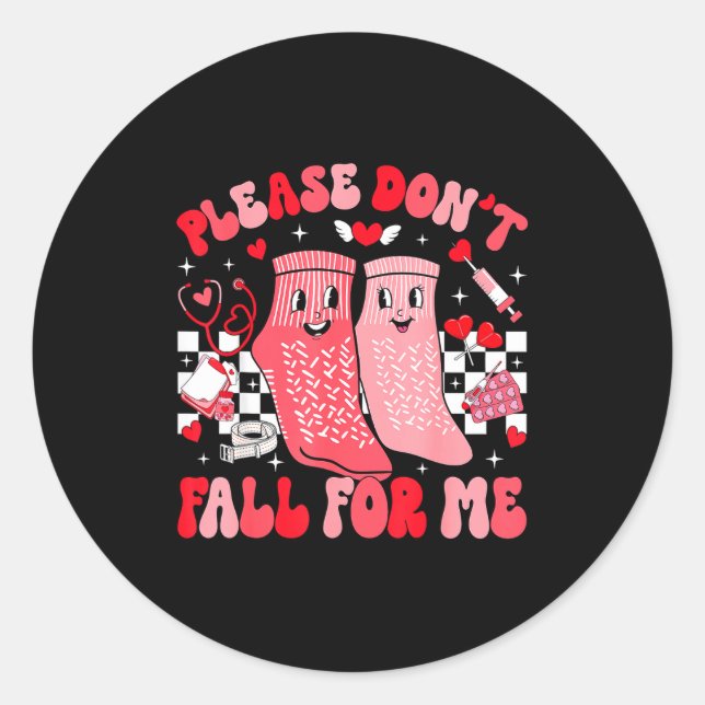 Sticker Rond Nurse Valentines Day Non Slip Socks Please Don't F (Devant)