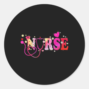 Sticker Rond Nurse Valentines Day Valentine Scrub Top Femmes Sc