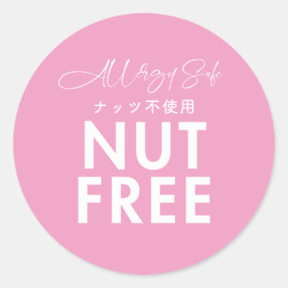Sticker Rond Nut Free Allergy Food Safety Pink Bakery