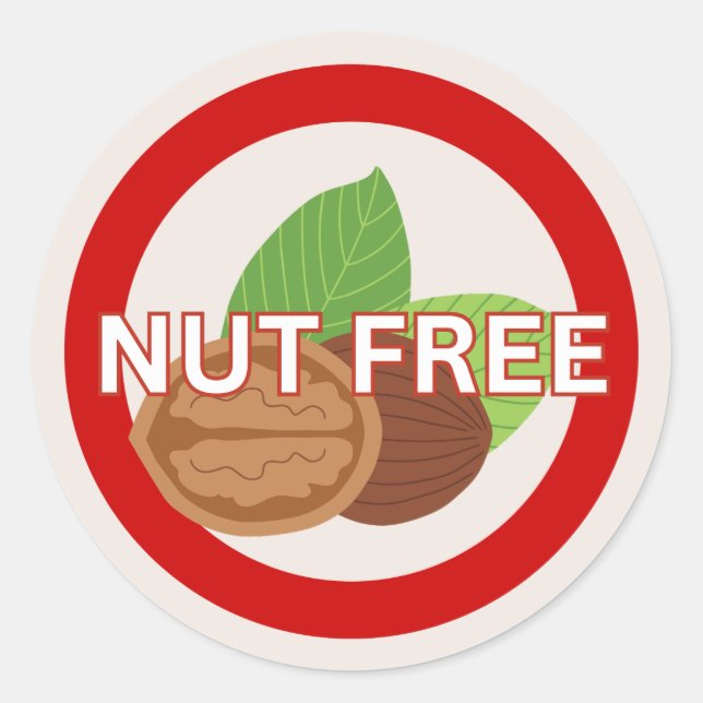 Sticker Rond Nut Free Food Allergy Alert Classic (Devant)